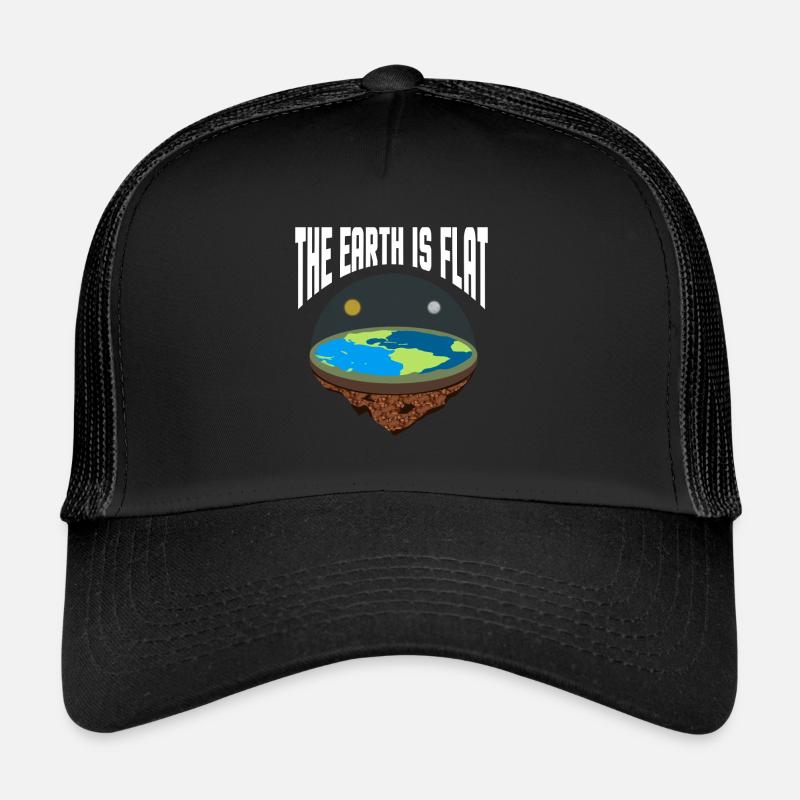 Globe terrestre plat modèle de carte de la terre plate - Casquette trucker  - noir/noir