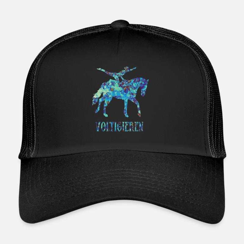 Voltigieren Pferdesport Volti Voltigier Geschenk - Trucker Cap - Schwarz/Schwarz