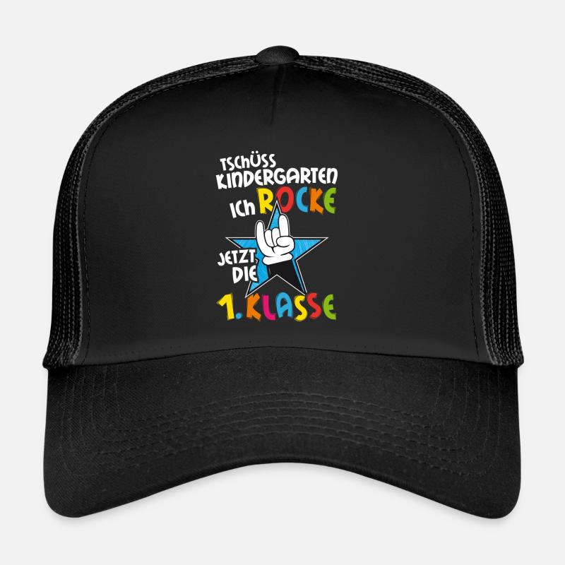Tschüss Kindergarten ich rocke jetzt die Schule - Trucker Cap - Schwarz/Schwarz