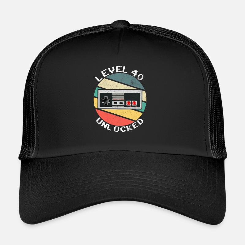 40 Geburtstag Level 40 freigeschalteter Spieler Vierzig Jahre O. Trucker Cap