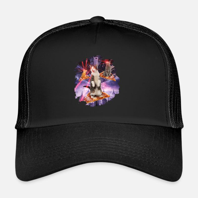 Espace de chat de chats de pizza de chats de laser Casquette trucker 