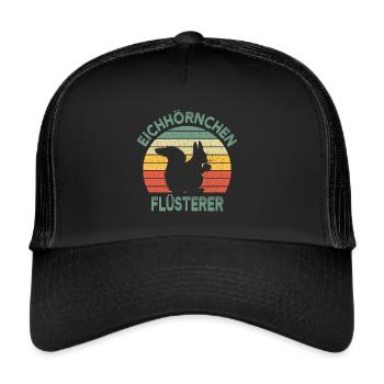 Eichhörnchen Flüsterer Vintage lustig Geschenk - Trucker Cap - Schwarz/Schwarz - Vorne