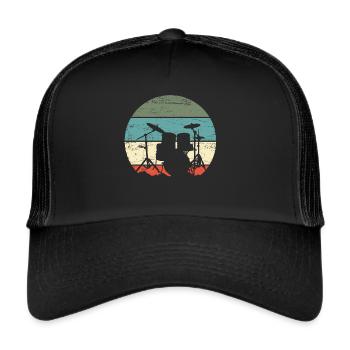 Schlagzeug Schlagzeuger - Trucker Cap - Schwarz/Schwarz - Vorne