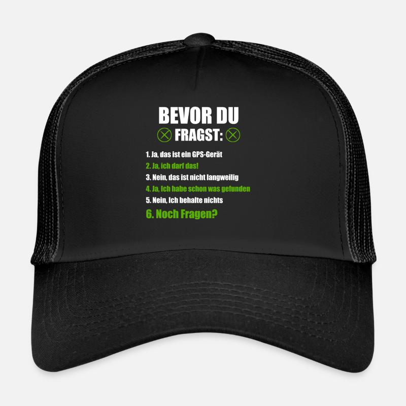 Geocaching Geocacher GPS Geschenk - Trucker Cap - Schwarz/Schwarz