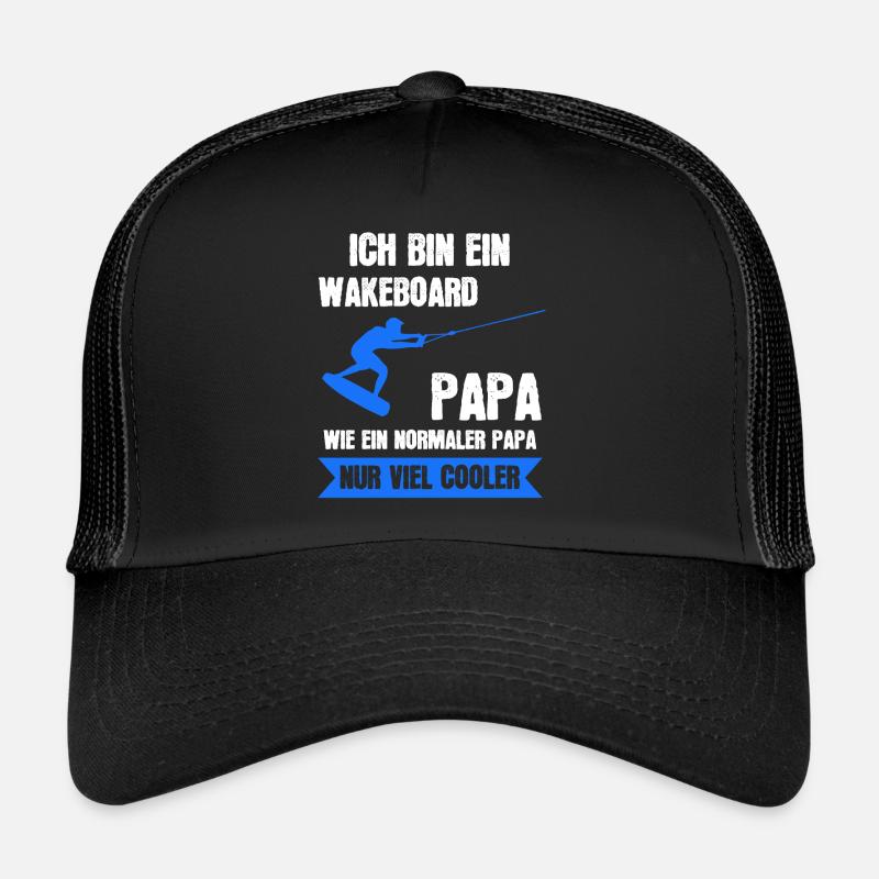 Wakeboard Papa Wake Board Wakeboarding Geschenk - Trucker Cap - Schwarz/Schwarz
