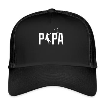 Discgolf Spieler T-Shirt Geschenk Disk Golf Papa - Trucker Cap - Schwarz/Schwarz - Vorne