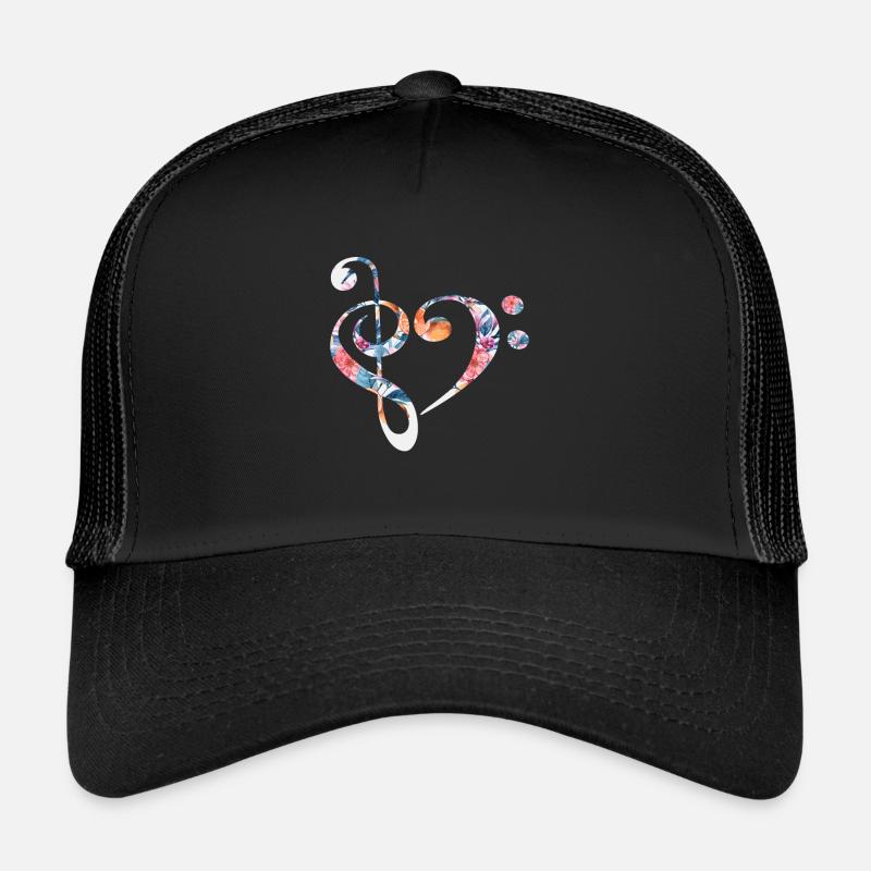 Notenschlüssel Herzform - Trucker Cap - Schwarz/Schwarz