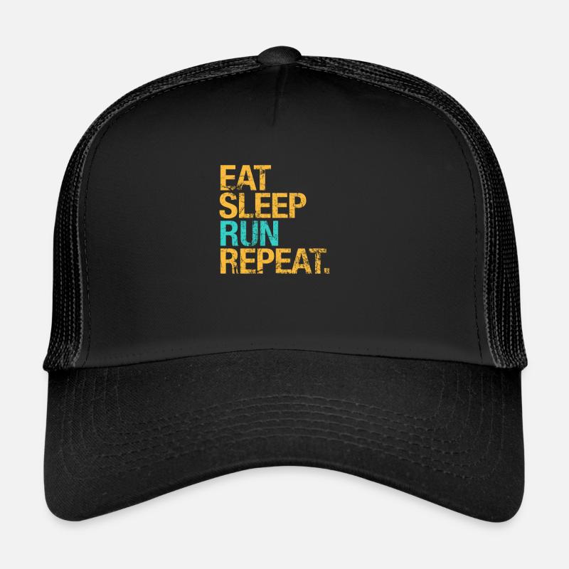 For Runners : Eat, Sleep, Run, Repeat - Casquette trucker  - noir/noir