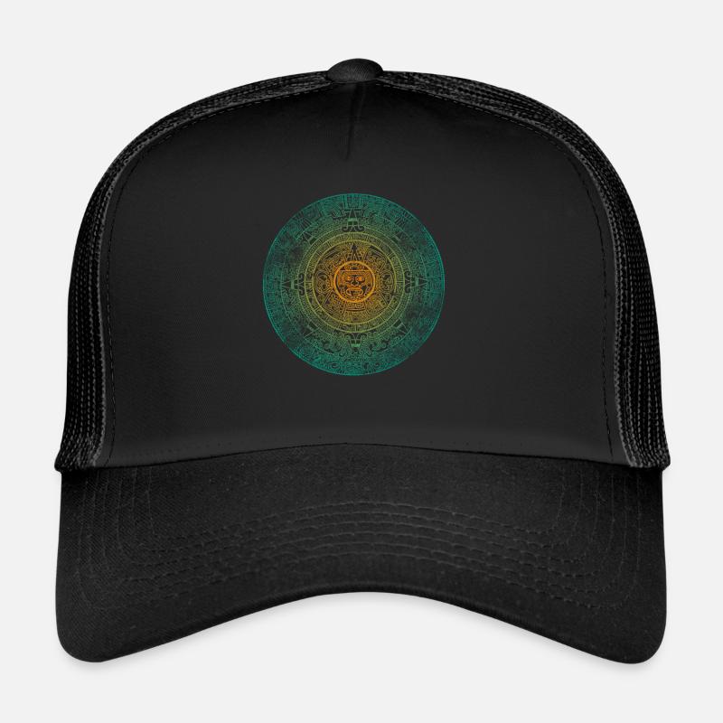Calendrier Aztèque Maya Aztèque Mexique - Casquette trucker  - noir/noir