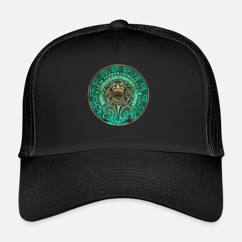 Aztec Mayan Aztec Calendar Mexico - Trucker Cap - black/black