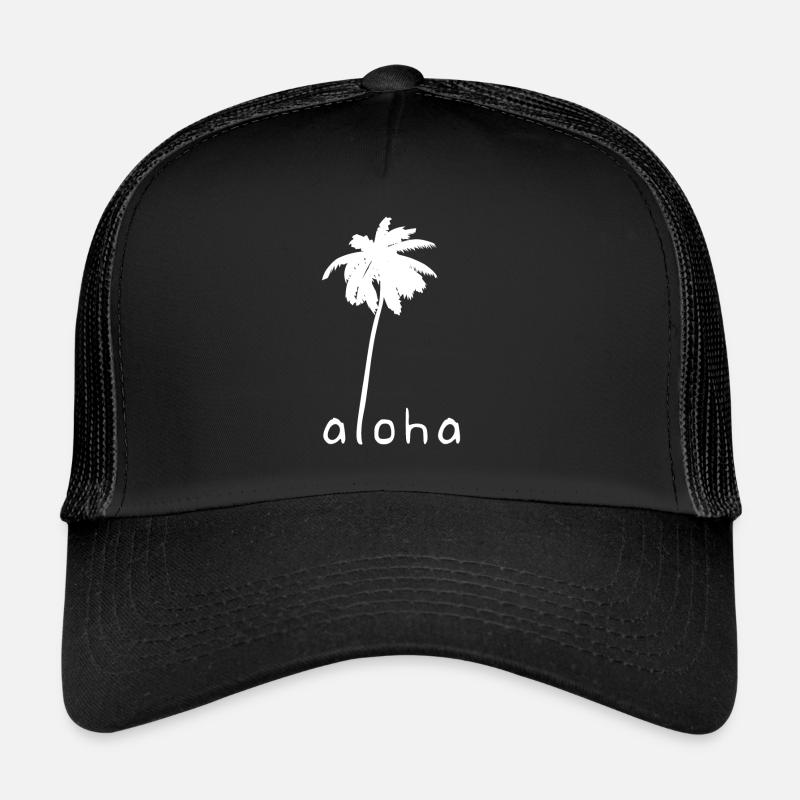 Aloha Palme Hawaii - Trucker Cap - Schwarz/Schwarz