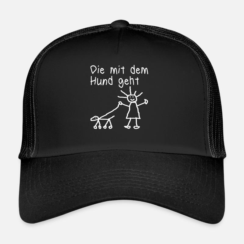 lustiges Hunde Spruch Geschenk Hund Vierbeiner wuf - Trucker Cap - Schwarz/Schwarz