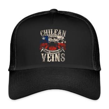 Le sang chilien coule dans mes veines - Casquette trucker  - noir/noir - Devant