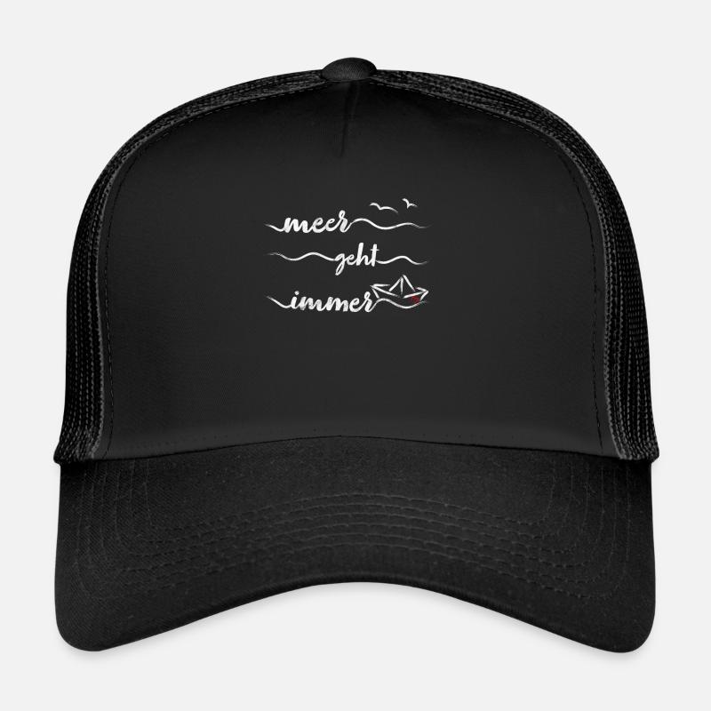 Papierschiff Meer Papierboot Papierschiffchen - Trucker Cap - Schwarz/Schwarz