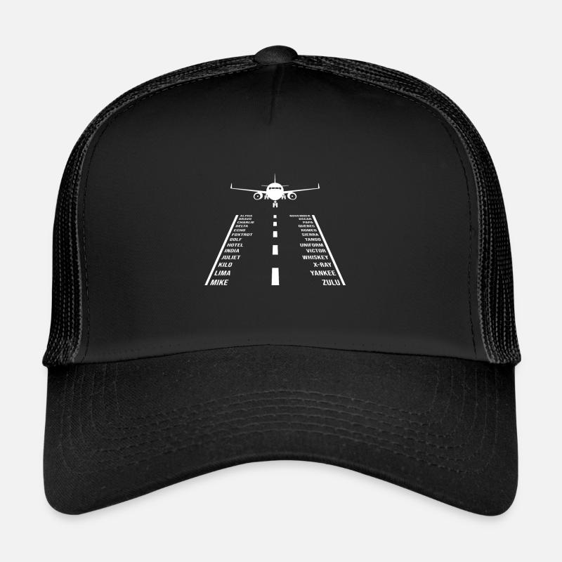 Pilot alphabet airplane aviator pilot gift - Trucker Cap - black/black