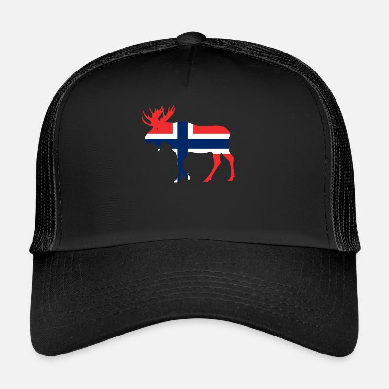 Norge Elch / Norwegen Flagge Urlaub Reise Geschenk - Trucker Cap - Schwarz/Schwarz