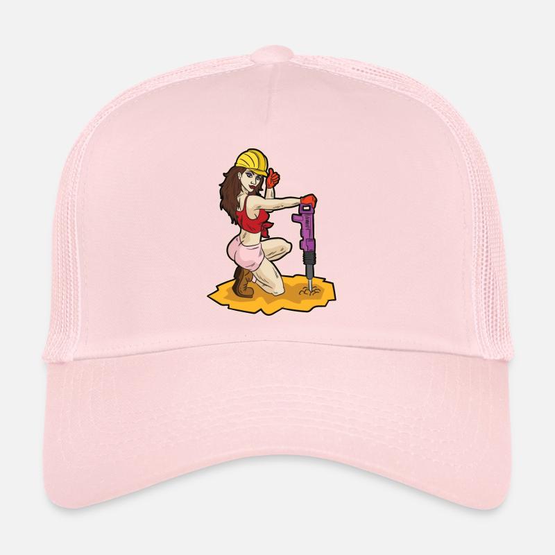 Sexy Bauarbeiterin mit Presslufthammer Erotik Bau Trucker Cap