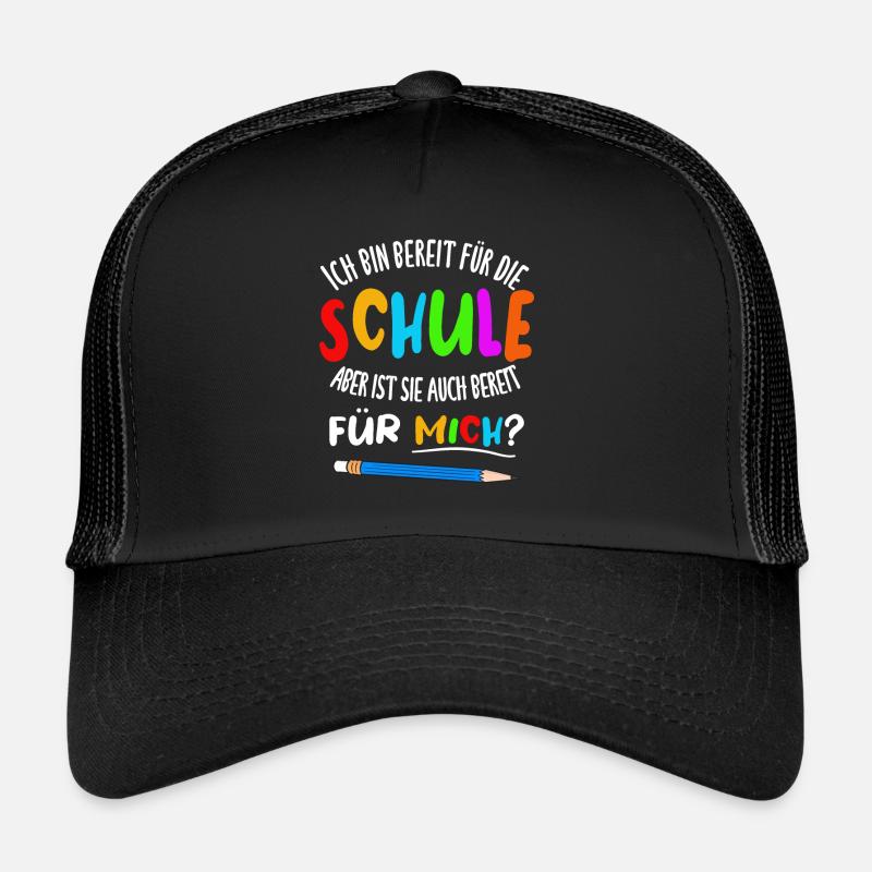 Kinder Einschulung 2021 Grundschule Schulanfang - Trucker Cap - Schwarz/Schwarz
