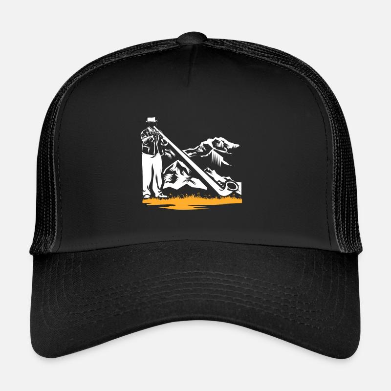 Alphorn Alpen - Trucker Cap - Schwarz/Schwarz