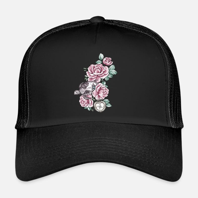 Turtle Atlantic Vintage Roses Compass Coeur Casquette trucker 