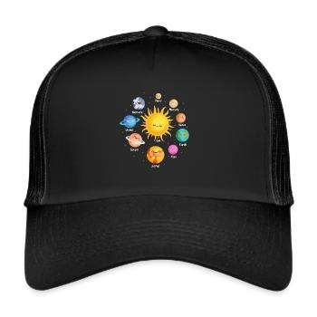 Astronomie Planeten - Trucker Cap - Schwarz/Schwarz - Vorne
