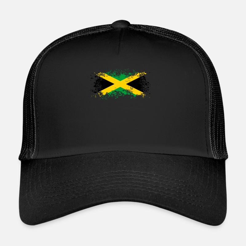 Jamaica flag gift idea - Trucker Cap - black/black