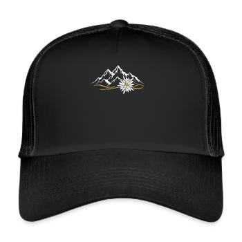 Berg Liebe Lederhose Edelweiß - Trucker Cap - black/black - Front