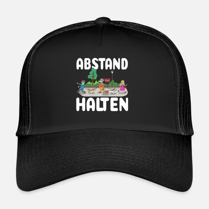 Abstand Halten Oma Hunde Gassi Sicherheitsabstand - Trucker Cap - Schwarz/Schwarz