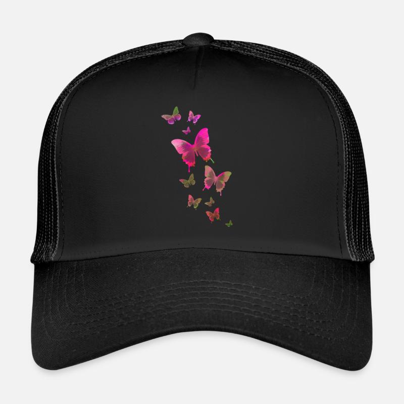 Schmetterling Schmetterling Tier bunt Farbe - Trucker Cap - Schwarz/Schwarz
