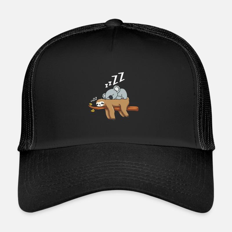 Langschläfer Müdes Faultier mit schlafenden Koala - Trucker Cap - Schwarz/Schwarz