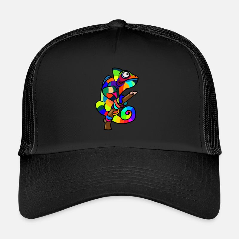 chameleon echse chamäleon exotisch bunt - Trucker Cap - Schwarz/Schwarz