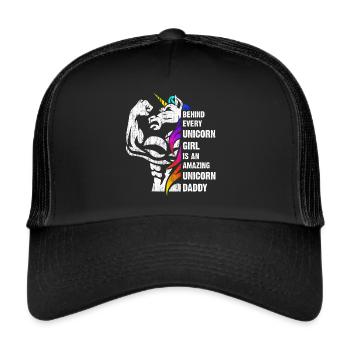 Unicorn Dad Dadacorn Dadicorn Daddycorn - Trucker Cap - black/black - Front
