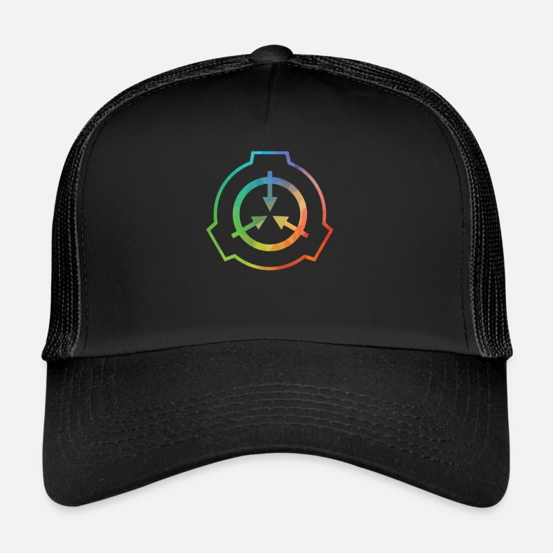Regenbogen Logo sicher enthalten schützen scp Foundation - Trucker Cap - Schwarz/Schwarz