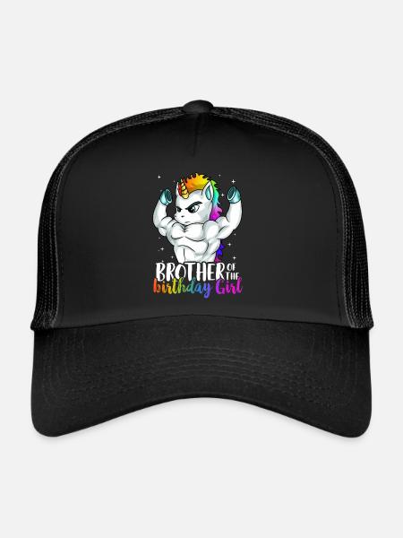 Bruder des Geburtstagskindes Einhorn Jungen Sohn - Trucker Cap - Schwarz/Schwarz