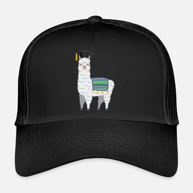 Bachelor Master Studium Abschluss Lama Alpaka - Trucker Cap - Schwarz/Schwarz