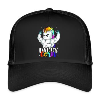 Papa Mais Einhorn Papa Papa Mann Einzigartige Familie - Trucker Cap - Schwarz/Schwarz - Vorne
