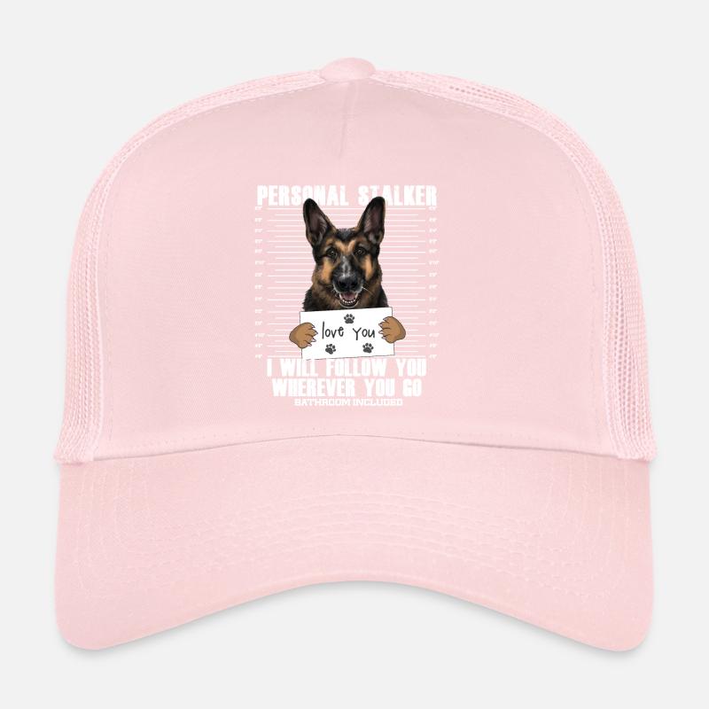 Funny German Shepherd Stalker Cartoon Trucker Cap