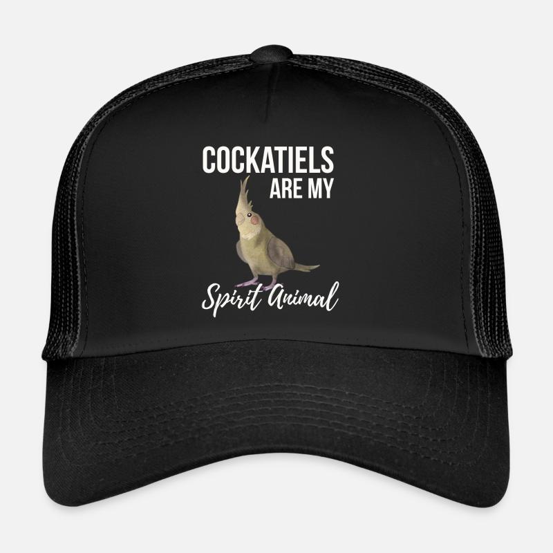 Nymphensittiche sind mein Geisttier - Trucker Cap - Schwarz/Schwarz