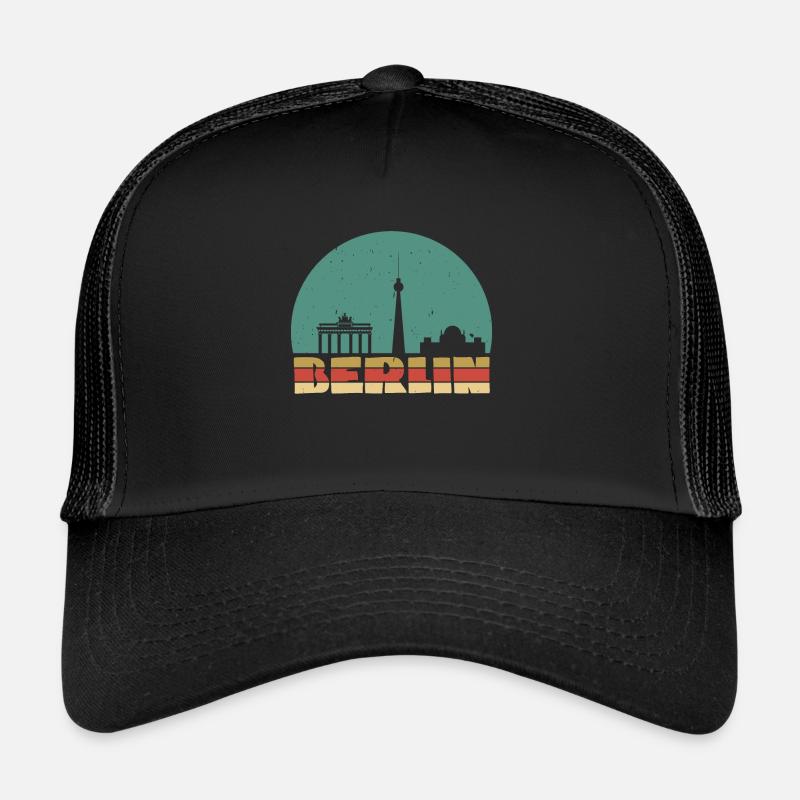 Skyline Berlin Vintage - Trucker Cap - Schwarz/Schwarz
