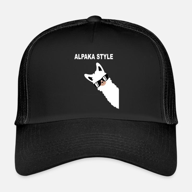 Lustiges Alpaka Design Alpaka Style Spruch - Trucker Cap - Schwarz/Schwarz