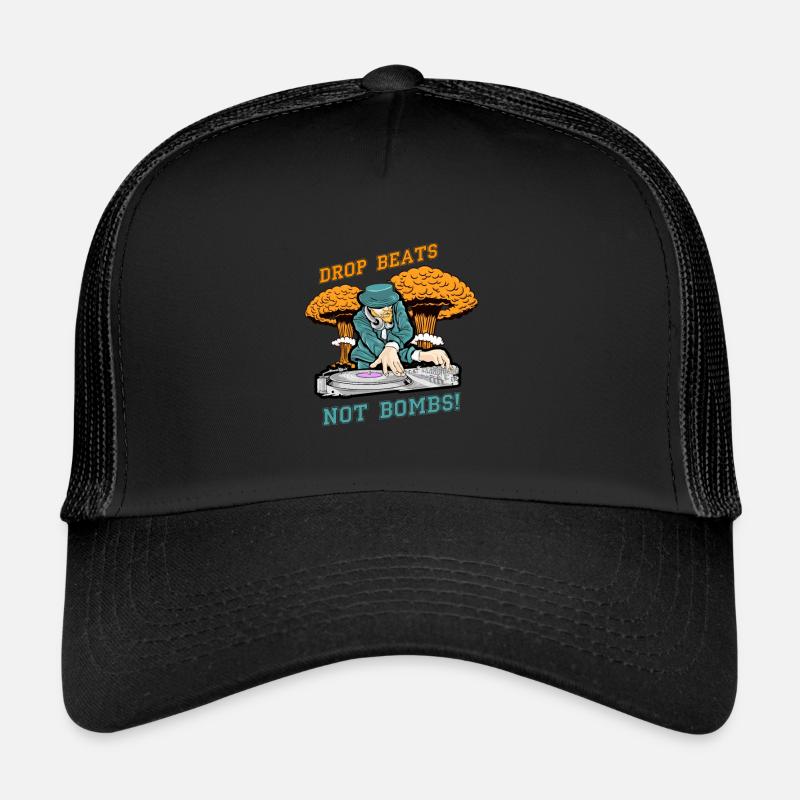 Drop Beats not Bombs DJ Turntable Music Casquette trucker 