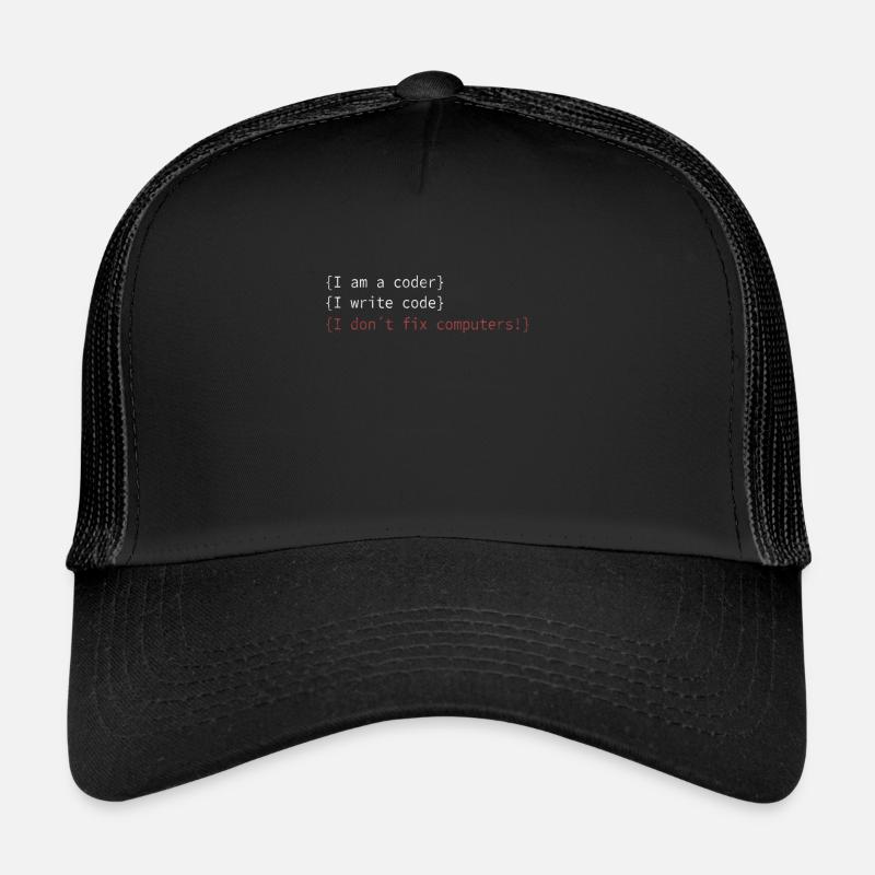 I am a coder! Admins Fachinformatiker Spruch - Trucker Cap - Schwarz/Schwarz