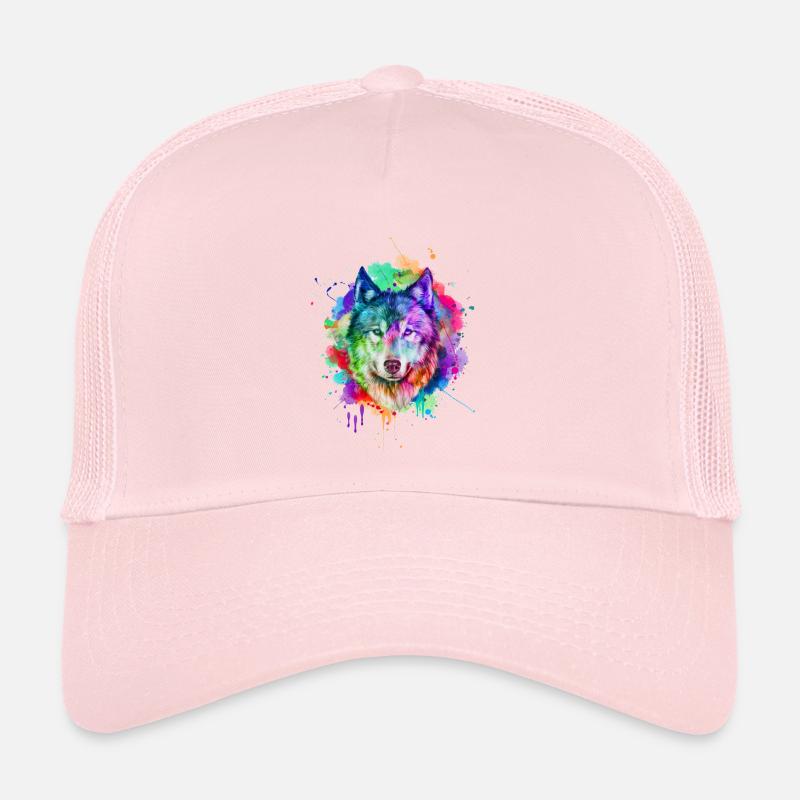 Cadeau de loup aquarelle Casquette trucker 