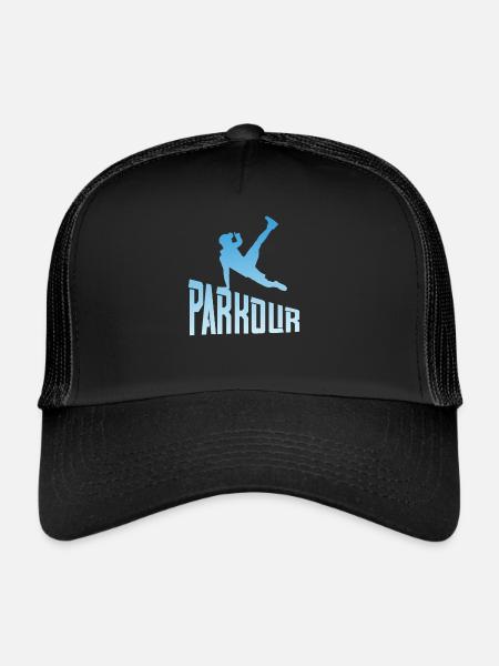 Athlète de course libre de Parkour Freerunner - Casquette trucker  - noir/noir - Devant
