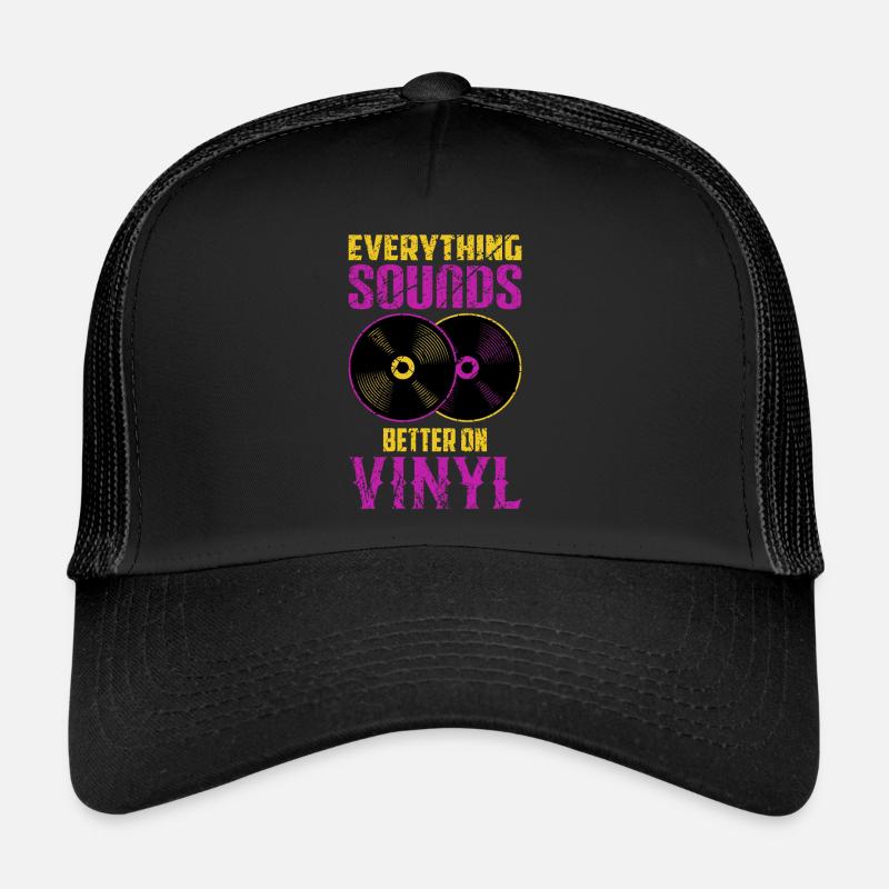 Platine vinyle DJ disques LP - Casquette trucker  - noir/noir