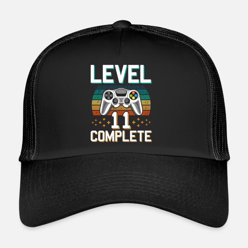 Level 11 Complete 11 Jahre Gamer Junge Geschenk - Trucker Cap - Schwarz/Schwarz