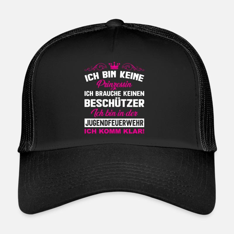 freiwillige Feuerwehr Feuerwehrfrau Mädchen Jugend - Trucker Cap - Schwarz/Schwarz
