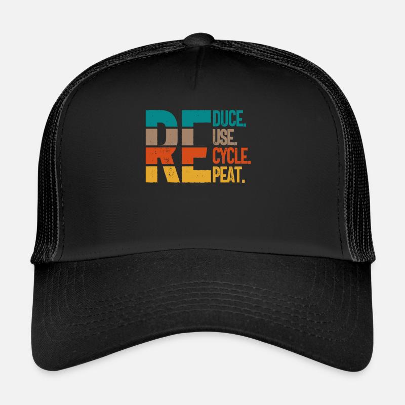 Recycling erneuerbare Ressourcen Energieförderer - Trucker Cap - Schwarz/Schwarz