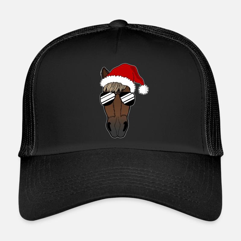 Lustiges Pferd Weihnachten Geschenk Geschenkidee - Trucker Cap - Schwarz/Schwarz