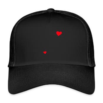 Damen Two Hearts Schwangerschafts Ankündigung Herz - Trucker Cap - Schwarz/Schwarz - Vorne